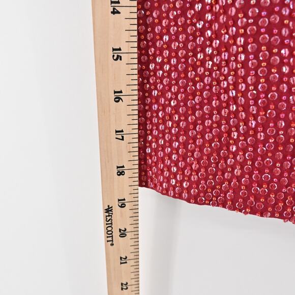 Vtg‎ Y2k CACHE Skirt Size 4 Silk Red Beaded Sequin Embellished Mini Siren Glam - Picture 11 of 11